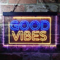 ADVPRO Good Vibes Rectangle Room Decoration Dual Color LED Neon Sign st6-i3643 - Blue & Yellow