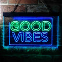 ADVPRO Good Vibes Rectangle Room Decoration Dual Color LED Neon Sign st6-i3643 - Green & Blue