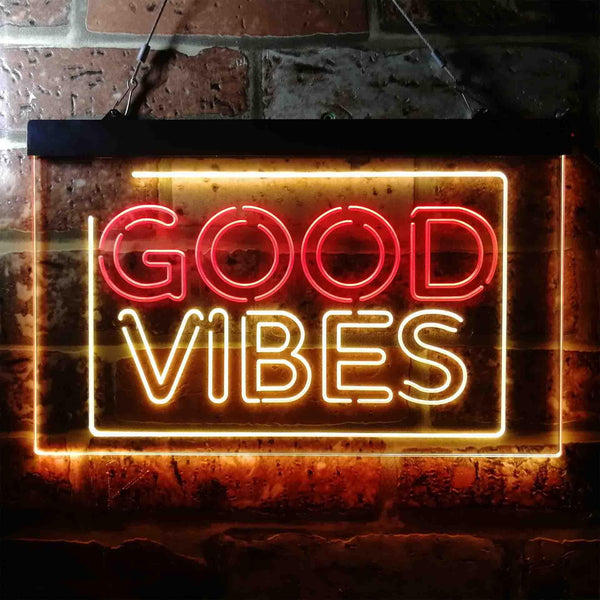 ADVPRO Good Vibes Rectangle Room Decoration Dual Color LED Neon Sign st6-i3643 - Red & Yellow