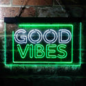 ADVPRO Good Vibes Rectangle Room Decoration Dual Color LED Neon Sign st6-i3643 - White & Green