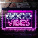 ADVPRO Good Vibes Rectangle Room Decoration Dual Color LED Neon Sign st6-i3643 - White & Purple