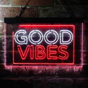 ADVPRO Good Vibes Rectangle Room Decoration Dual Color LED Neon Sign st6-i3643 - White & Red