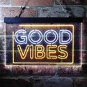 ADVPRO Good Vibes Rectangle Room Decoration Dual Color LED Neon Sign st6-i3643 - White & Yellow