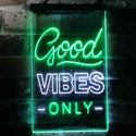 ADVPRO Good Vibes Only  Dual Color LED Neon Sign st6-i3644 - White & Green