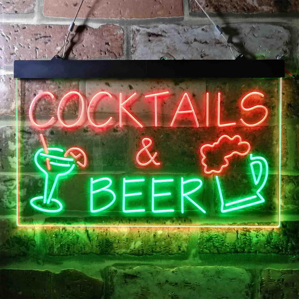 ADVPRO Cocktails & Beer Bar Pub Wine Dual Color LED Neon Sign st6-i3645 - Green & Red