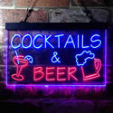 ADVPRO Cocktails & Beer Bar Pub Wine Dual Color LED Neon Sign st6-i3645 - Red & Blue