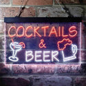 ADVPRO Cocktails & Beer Bar Pub Wine Dual Color LED Neon Sign st6-i3645 - White & Orange
