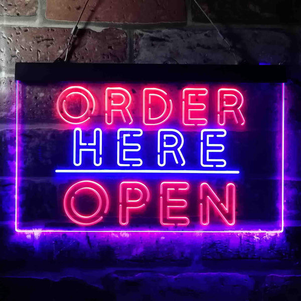 ADVPRO Order Here Open Display Dual Color LED Neon Sign st6-i3647 - Blue & Red
