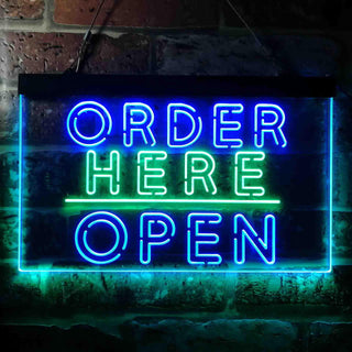ADVPRO Order Here Open Display Dual Color LED Neon Sign st6-i3647 - Green & Blue