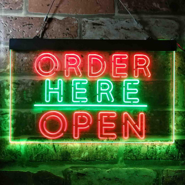 ADVPRO Order Here Open Display Dual Color LED Neon Sign st6-i3647 - Green & Red