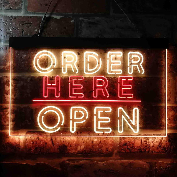 ADVPRO Order Here Open Display Dual Color LED Neon Sign st6-i3647 - Red & Yellow