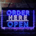 ADVPRO Order Here Open Display Dual Color LED Neon Sign st6-i3647 - White & Blue