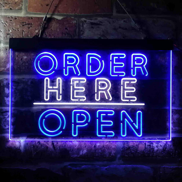 ADVPRO Order Here Open Display Dual Color LED Neon Sign st6-i3647 - White & Blue