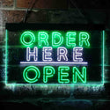 ADVPRO Order Here Open Display Dual Color LED Neon Sign st6-i3647 - White & Green