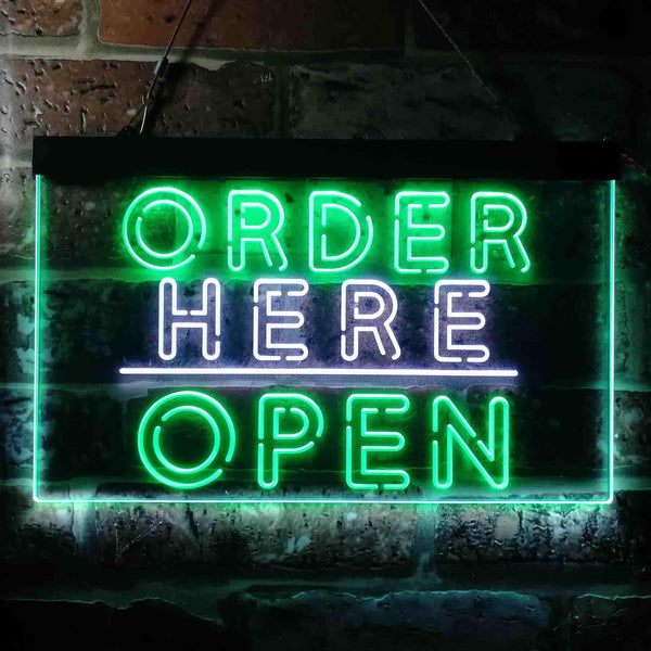 ADVPRO Order Here Open Display Dual Color LED Neon Sign st6-i3647 - White & Green
