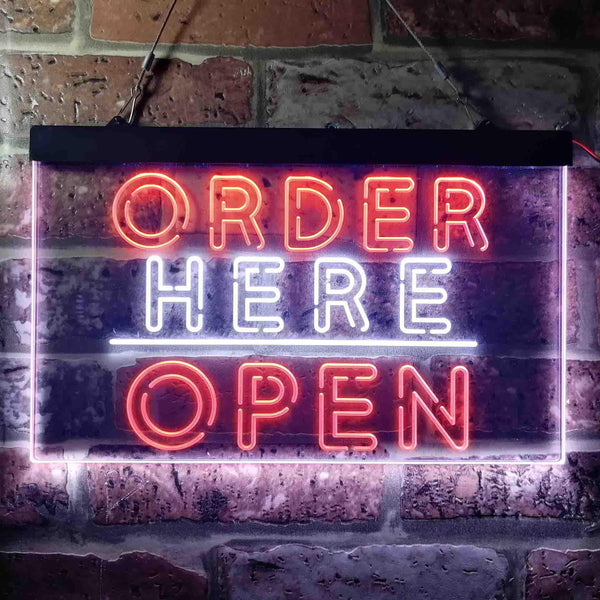 ADVPRO Order Here Open Display Dual Color LED Neon Sign st6-i3647 - White & Orange