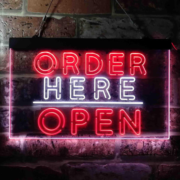 ADVPRO Order Here Open Display Dual Color LED Neon Sign st6-i3647 - White & Red