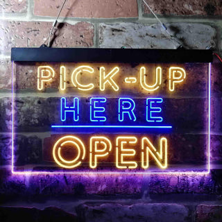 ADVPRO Pick Up Here Open Display Dual Color LED Neon Sign st6-i3648 - Blue & Yellow