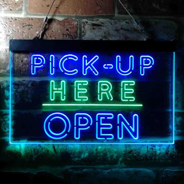 ADVPRO Pick Up Here Open Display Dual Color LED Neon Sign st6-i3648 - Green & Blue