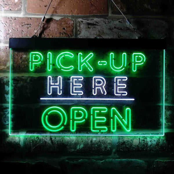ADVPRO Pick Up Here Open Display Dual Color LED Neon Sign st6-i3648 - White & Green