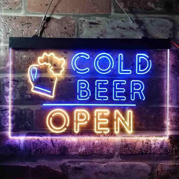 ADVPRO Cold Beer Open Bar Dual Color LED Neon Sign st6-i3649 - Blue & Yellow