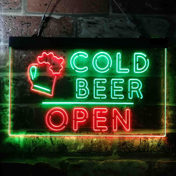 ADVPRO Cold Beer Open Bar Dual Color LED Neon Sign st6-i3649 - Green & Red