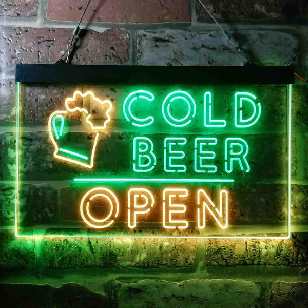 ADVPRO Cold Beer Open Bar Dual Color LED Neon Sign st6-i3649 - Green & Yellow