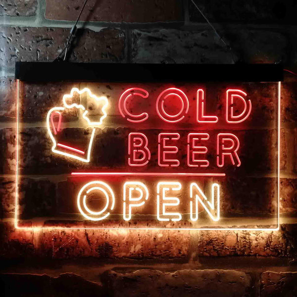 ADVPRO Cold Beer Open Bar Dual Color LED Neon Sign st6-i3649 - Red & Yellow