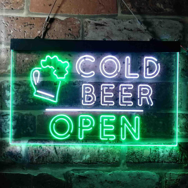 ADVPRO Cold Beer Open Bar Dual Color LED Neon Sign st6-i3649 - White & Green