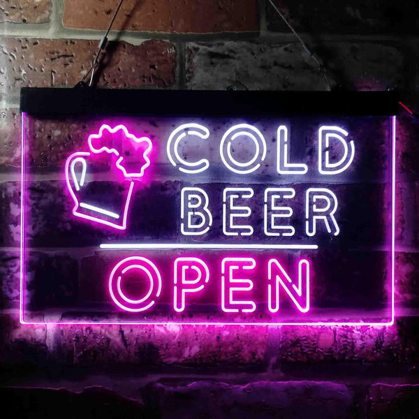 ADVPRO Cold Beer Open Bar Dual Color LED Neon Sign st6-i3649 - White & Purple