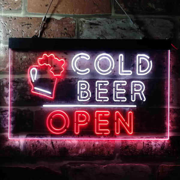 ADVPRO Cold Beer Open Bar Dual Color LED Neon Sign st6-i3649 - White & Red