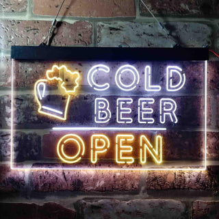 ADVPRO Cold Beer Open Bar Dual Color LED Neon Sign st6-i3649 - White & Yellow