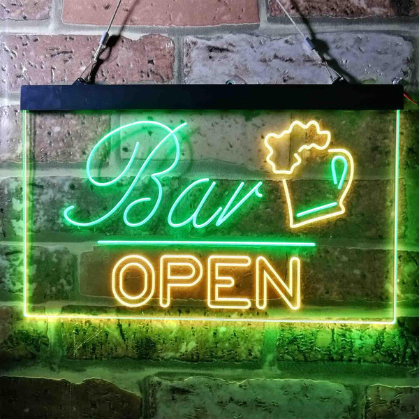 ADVPRO Bar Open Beer Mug Cheers Dual Color LED Neon Sign st6-i3650 - Green & Yellow
