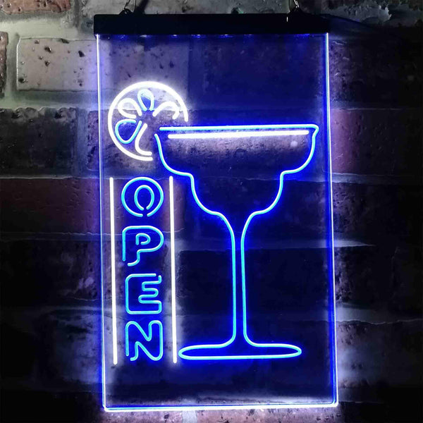 ADVPRO Cocktails Open  Dual Color LED Neon Sign st6-i3652 - White & Blue