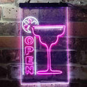 ADVPRO Cocktails Open  Dual Color LED Neon Sign st6-i3652 - White & Purple