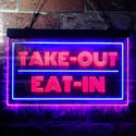 ADVPRO Take Out Eat in Cafe Open Dual Color LED Neon Sign st6-i3653 - Blue & Red