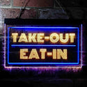 ADVPRO Take Out Eat in Cafe Open Dual Color LED Neon Sign st6-i3653 - Blue & Yellow