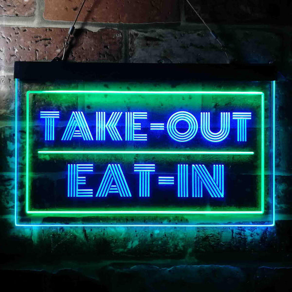 ADVPRO Take Out Eat in Cafe Open Dual Color LED Neon Sign st6-i3653 - Green & Blue