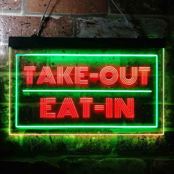 ADVPRO Take Out Eat in Cafe Open Dual Color LED Neon Sign st6-i3653 - Green & Red