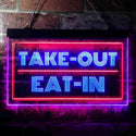 ADVPRO Take Out Eat in Cafe Open Dual Color LED Neon Sign st6-i3653 - Red & Blue