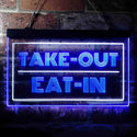 ADVPRO Take Out Eat in Cafe Open Dual Color LED Neon Sign st6-i3653 - White & Blue