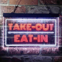 ADVPRO Take Out Eat in Cafe Open Dual Color LED Neon Sign st6-i3653 - White & Orange