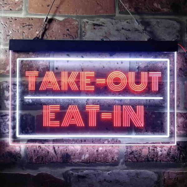 ADVPRO Take Out Eat in Cafe Open Dual Color LED Neon Sign st6-i3653 - White & Orange
