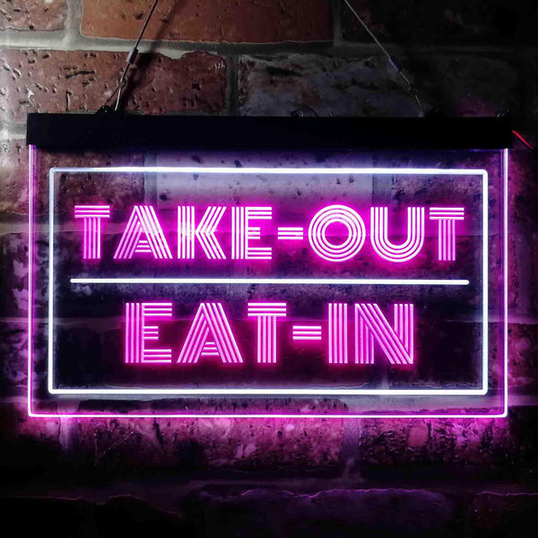 ADVPRO Take Out Eat in Cafe Open Dual Color LED Neon Sign st6-i3653 - White & Purple