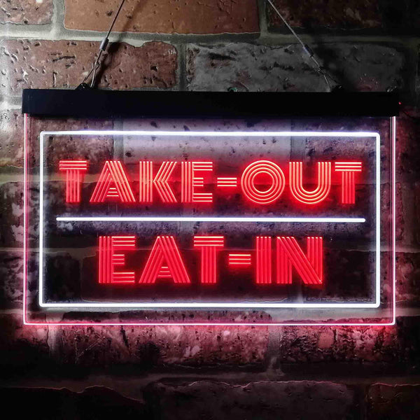 ADVPRO Take Out Eat in Cafe Open Dual Color LED Neon Sign st6-i3653 - White & Red