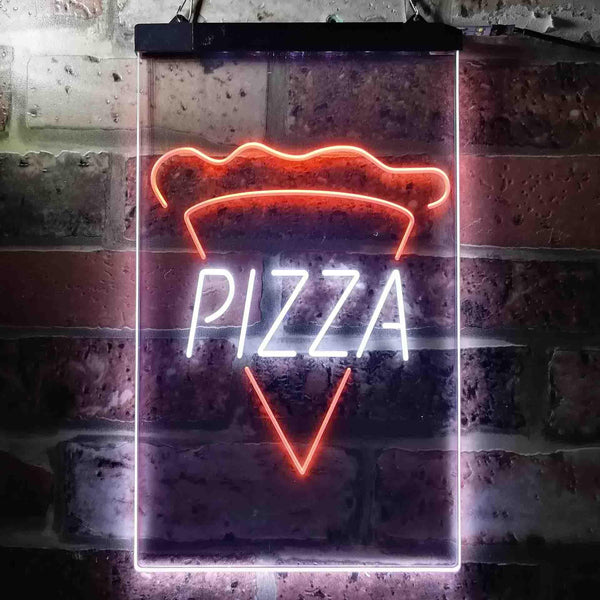 ADVPRO Pizza Slice  Dual Color LED Neon Sign st6-i3656 - White & Orange