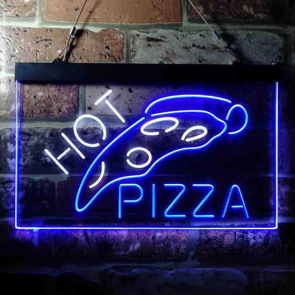 ADVPRO Hot Pizza Slice Cafe Dual Color LED Neon Sign st6-i3657 - White & Blue
