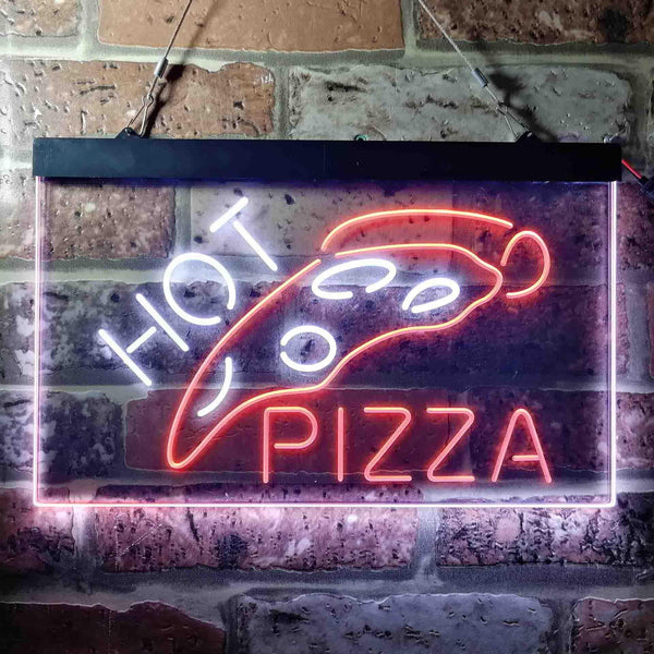 ADVPRO Hot Pizza Slice Cafe Dual Color LED Neon Sign st6-i3657 - White & Orange