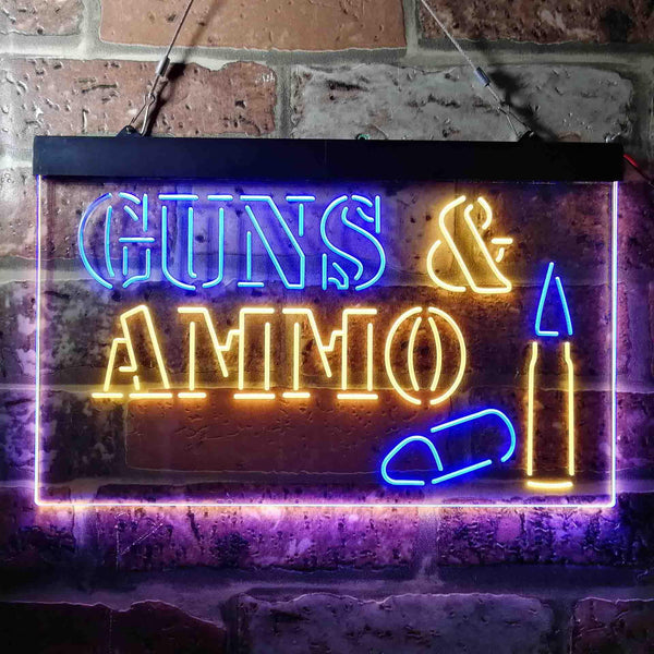 ADVPRO Guns & Ammo Shop Service Dual Color LED Neon Sign st6-i3660 - Blue & Yellow