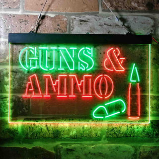 ADVPRO Guns & Ammo Shop Service Dual Color LED Neon Sign st6-i3660 - Green & Red